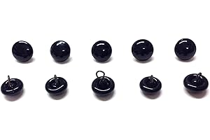 celloexpress Pack of 5 Pairs - 6mm Black Glass Dome Eyes with Metal Loops - Eyes for Soft Toys or Teddy Bears