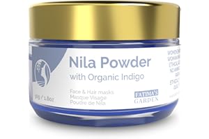 Fatima's Garden Poudre de Nila 50g – Poudre Indigo Maroc pour Visage et Cheveux – Soin Exfoliant, Hydratant et Anti-Taches – 100% Naturelle