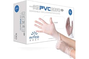 OLSEN & SMITH Clear Disposable Vinyl Medical Examination Gloves AQL 1.5 Powder & Latex Free (100, LARGE)