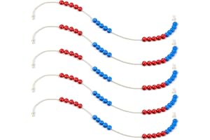 Geosar 5 Stück Rechenkette für Grundschüler mit 20 Perlen Zählperlen mit Seil Einschulung Geschenke zum Schulanfang für Kinder Nachhaltige Rechenhilfe für Die Grundschule(Rot, Marineblau)