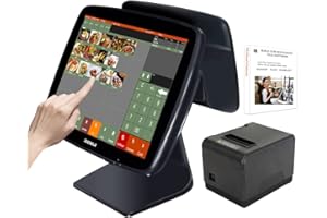 ZHONGJI 15'' Touch Screen PC Win10 POS System for Restaurant Bar or Food Business with Kitchen Printer SET01