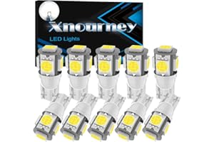 Xnourney 10PCS T10 194 168 Led Car Bulb 6000K White Light, Upgrade 5 SMD 5050 Chipset 2825 W5W 175 158 LED Light for Map Dome Door Courtesy License Plate Side Marker Light T10 Led Car Bulb