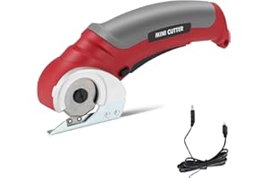 HISUEKIG Ciseaux Electrique Tissu Couture, Coupe Carton, Cutter Rotatif En Acier Sk5 avec Batterie Intégrée, Couper Tranchantes pour Tapis, Élagage, Plastique, Carton, Cuir, Vert