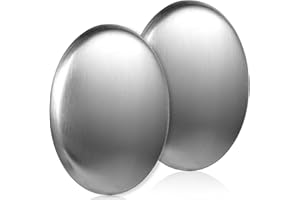 COMNICO Lot de 2 barres de savon en acier inoxydable argenté - Absorbeur d'odeurs magiques en métal - Gadgets de cuisine pour éliminer les odeurs de peau d'oignon et d'ail - Parfum fort (ovale)