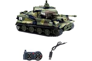 YouCute 2.4G Mini RC Tank with USB charger cable Remote Control Panzer tank 1:72 German Tiger I with Sound, Rotating Turret and Recoil Action When Cannon Artillery Shoots (Green)