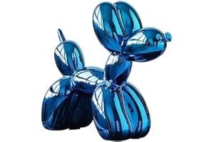 YOYUMI Escultura Perro Globo Chapado, Adorno de Lujo Esculturas, Estatua de Resina para decoración de Sala de Estar, Dormitorio y Oficina, Acabado Brillante, Azul 18 x 20 x 9 cm