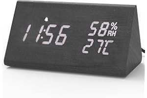 aboveClock Reloj Despertador Digital, Despertador con Pantalla LED de Temperatura, Brillo Ajustable, Puerto de Carga USB, 12/24 Horas, Función Snooze, Reloj Alarma para Dormitorio, Oficina