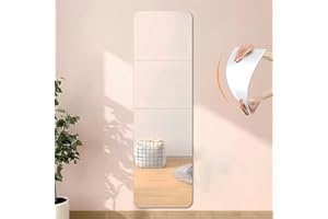 Bosdontek 4 sztuki folii lustrzanej, samoprzylepna, 20 x 20 cm, akrylowe lustro samoprzylepne, lustrzane lustro, dekoracyjne lustro ścienne, lustro samoprzylepne na ścianę, nie szkło srebrne