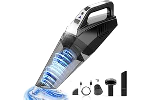 Hihhy Handheld Vacuum Cleaner, 9500PA Car Vacuum Cleaner Cordless, 120W Powerful Car Hoover with LED Light, Mini Hand Held Vacuuming for Home Carpet Pet Hair Cleaning
