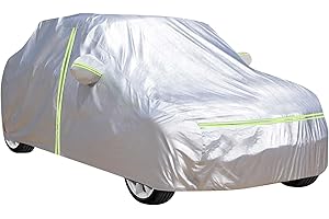 KMDZDZGS Car protective cover, Car cover Waterproof sun protection anti-scratch, dust weatherproof UV protection, car tarpaulin with zip and cotton lining, for SUV/hatchback/sedan (Silver + Green, 3XL)
