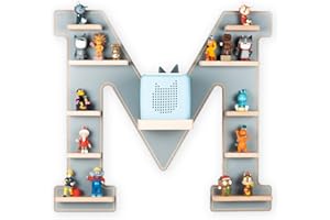 ‎BOARTI BOARTI das Original Kinder Regal Buchstabe M in Grau - geeignet für die Toniebox und ca. 48 Tonies - zum Spielen und Sammeln