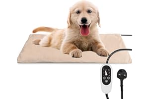 NICREW Pet Heating Pad with Auto Shut Off, Electric Pet Heated Bed Mat for Cats and Dogs, Temperature Adjustable, MET Safety Listed