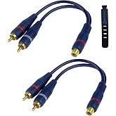 BRIEFCEC Y Adapter for 15cm Cinch Splitter Cable, RCA Female to Double Male Cinch Adapter 1 Female to 2 Male for Subwoofer, A