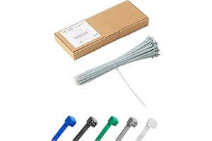 Haus Projekt Pack de 100 Bridas de Plástico Gris Premium Fuertes Industrial, 200mm x 2.5mm, Bridas de Plástico para Cables Multifunción para Uso Interior y Exterior, Gestión de Cables, Cableado