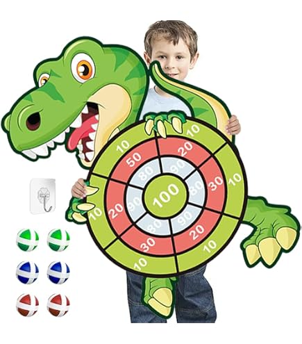Cible De Fléchettes Velcro Pour Enfants - Thème Dinosaure 76 Cm Avec Balles Collantes - Jeu D'adresse Intérieur/extérieur