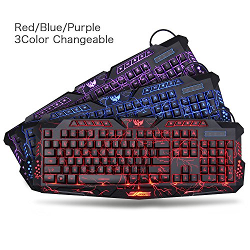 Gaming Tastatur und Maus Set with Gaming Headset, MFTEK Gaming Tastaturen (US Layout, 3 Farben, USB) + Gaming Mouse (4 Farben, USB) + Gaming Headphone Kopfhörer + Professional Gaming Mousepad für PC Gamer - 2