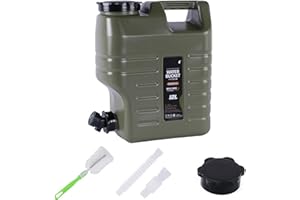 SUPATMUL Agua Camping 12 litros con Grifo, bidón Agua portátil HDPE Grado alimenticio con Tubo extensión, Cepillo Limpieza, Tanque Agua sin BPA para Pesca al Aire Libre,