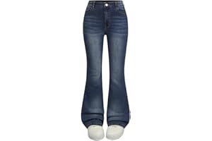 BFYSFBAIG Flare Jean for Girls Teens High Stretch Skinny Mid-Rise Denim Trousers Pull On Wide Leg Bootcut Pants with Pockets for Casual Everyday Wear 6-14 Years