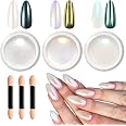 BOBOPACK Chrome Nail Powder Set – 6 Farben Chrompulver Mit Pinseln Für Nageldesign