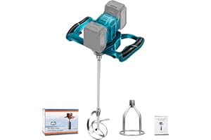 CONBLOM Akku Farbmörtelrührer Kompatibel mit Makita 18V Batterie, Brushless Rührwerk Zementmischer 6-Gang-Getriebe, Industriemischer für Farbe,Gips,Zement,Mörtel (Ohne Akku)