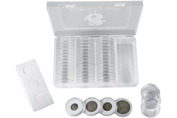 MUROAD Lot de 60 capsules de pièces de monnaie de 41 mm avec joint en mousse, boîte de rangement pour collection