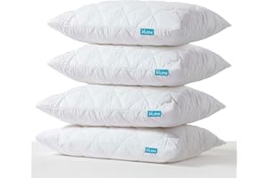 KURNI HOME HEALTH KURNI ® Pillow Case Protectors Zipped, White, Pack of 4 Pillow Cases, Hypoallergenic With Soft Breathable Fabric - Size - Quilted Pack of 4 (50 x 75 cm)