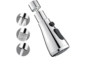 ONRYSXN 3 Function Kitchen Tap Spray Head, 360° Swivel Spout Tap Extender with Adapter Accessories Universal Sink Tap Spray Head Attachment Faucet Extension Adapter Faucet Aerator for Kitchen Sink (Silver)