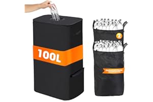 CONG.LAI Pfandflaschen Sammelbehälter mit Deckel 100L: Groß Pfandflaschen Aufbewahrung mit 2 Tragetasche - Behälter Leergut & Altglas Aufbewahrung - Flaschensammler mit Loch Küche Abstellraum Flaschentasche