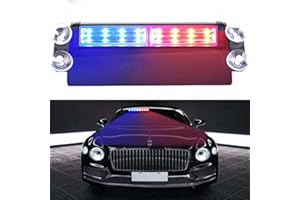 GKKBUFF LED Windshield Strobe Light Emergency Flashing light Car Strobe Warning Light Beacon Lighting LED Flashing Beacon Lighting Ｕse for Car/Rescue Vehicle/Truck/Engineering Vehicle/Steamship (Red Blue)