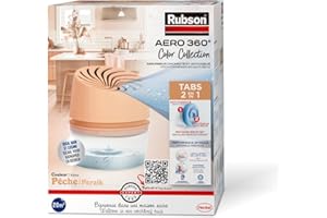Rubson | Absorbeur d'Humidité Aero 360° Couleur Pêche (1 appareil + 1 recharge de 450 g) – Absorbeur anti-humidité pour pièce jusqu'à 20 m² – Déshumidificateur d'air anti-odeur et anti-moisissure