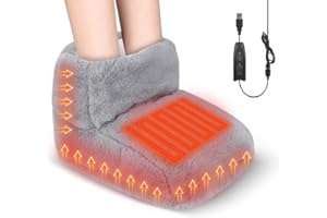 CLIUNT Calentador de pies eléctrico, calentador de pies con 3 niveles de temperatura, apagado automático y protección contra sobrecalentamiento, tela lavable, para oficina y hogar (gris)