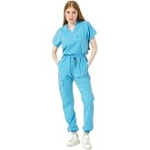 Pratik Medikal Likralı Scrubs Kargo Cep Jogger Pa&ccedil;a Doktor Hemşire Forması Yarasa Kol Takım Unisex