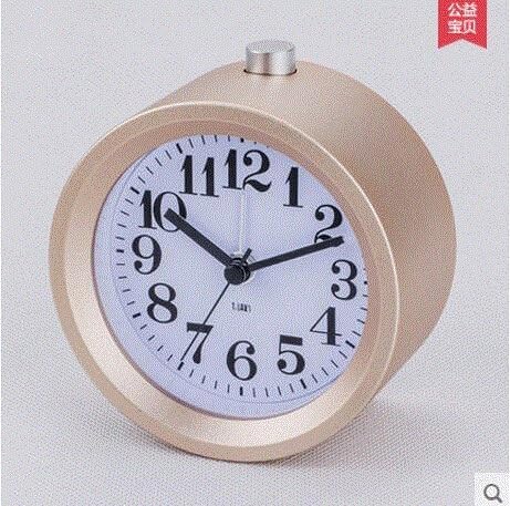 Lgclock Pupils ' Creative Wood Solid Wood Bedroom Bedside Small Wooden Garden Alarm Clock Mute Lazy Luminescent And Lovely,Rose Gold Aluminum Plate (With Sleep Night Light)