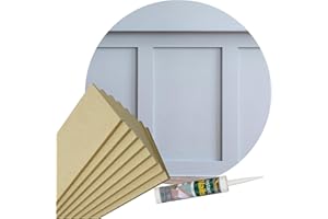 PARTY DECOR Vanity Style Extended Wall Panelling Kit Pk 5 1000 x 100 x 9mm Vertical MDF + 5 x 500 x 100 x 9mm Horizontal MDF Panels, Feature Wall Stripwood Pack & Adhesive Included