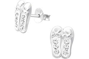 Monkimau Mädchen Ohrringe Schuhe Ballerina Ohrstecker aus 925 Sterling Silver echt Silber mit 12 Kristallen