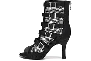 VCIXXVCE Botas de Danza para Mujer Botines De Baile De Salón Modernos con Punta Abierta para Salsa Tango, Modelo Y006