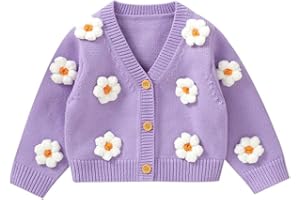 LAWKUL Baby Toddler Girl Cardigan Warm Sweater Floral Long Sleeve Jumpers Coats Knitted Clothes