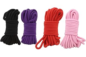 LAMURE 4 Pcs Multicolor Soft Twisted Cotton Rope 32 Feet Durable Long Cotton Rope,8mm Diameter Twine Strong Braided Cord Ropes