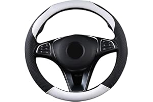 SFONIA Coprivolante Copri Sterzo per Auto Protezione Custodia Volante Cover in Pelle Artificiale Universale 37-38cm / 15" Antiscivolo Traspirante Durevole (Bianco)