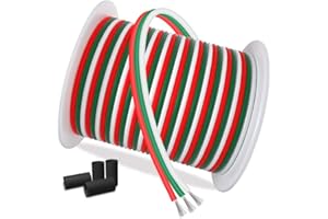 AOTOINK 30M Drut Przedłużający Kabel 22AWG 3x0.32 mm² Powierzchnia 3 Rdzeniowy Przewód Miedziany Kabel Miedziany do Pasków LED WS2812B WS2811 Dream RGB Kolor 3528 5050,12/24V DC LEDS RGB Oświetlenie