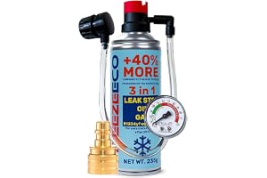 FREEZEECO HOBBY ersättningskylmedel r1234yf för bilklimatisering - 1 förpackning 3-i-1, 235 g med integrerad ledning och mano