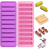 3 Pezzi Stampi in Silicone a Rettangolo Stretto, Stampi da Forno per Barrette Energetiche, Stampi in Silicone per Barrette Cereali, Adatti per la Preparazione Torte