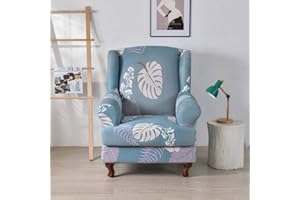 JORTUIO Funda de Sillón de Orejero Elástica 2-Piezas, Suave Elastano 1 Plaza Relax Funda de Sofá con Funda de Cojín, Fundas Protector de Butaca para Dormitorio, Recepción, Club (Color : #3)