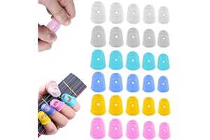 RHQFDM 30 Stücke Gitarre Fingerschutz Abdeckungen Silikon Fingerspitzen Schutz Kappen Anti Rutsch Wiederverwendbare Ausgeschnittene Atmungsaktive Fingerschützer