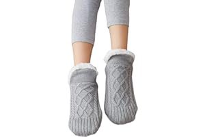 KKPW Indoor Floor Non-Slip Thermal Socks, Hand-Woven Velvet Lined Slippers Socks, Women Slipper Fluffy Socks, Winter Home Indoor Floor Socks