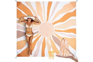 ‎JOPEE Stranddecke Sandfrei Wasserdicht, 200 x 220cm Extra Große Picknickdecke für 1-4 Personen, Leicht und Tragbar Strandmatte, Outdoor Decke mit 4 Heringen für Strand, Wandern, Reisen, Camping- Bohemian