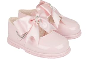 Early Days Baypods, H035 with Large Bow, First Walker Baby Shoes Made in The Softest Faux Leather, Made in England