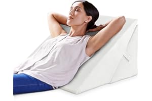 GOPLUS Poduszka klinowa do relaksu z pianki z pamięcią kształtu, zdejmowana, nadająca się do prania, poduszka na nogi, poduszka pod plecy, ergonomiczna z uchwytem, poduszka relaksacyjna na łóżko, kanapę, 58 x 36 x 50,5 cm (biała)