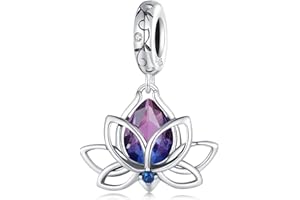 Sterlingsilber Lotus Lila Zirkonia Anhänger für Pandora Armband