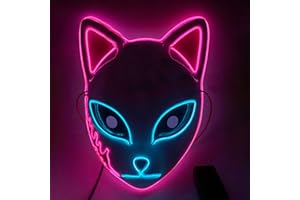 SINSEN Masque de renard Demon Slayer à LED pour cosplay, déguisement d'Halloween japonais pour adultes